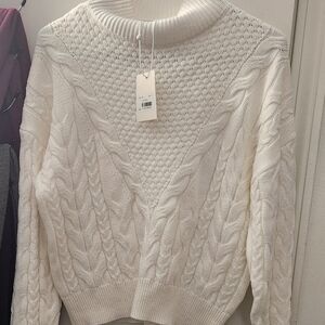 Cozy White Cable Knit Sweater